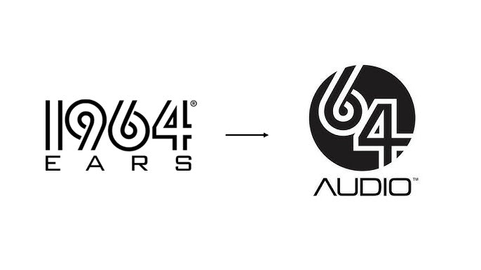 1964 Ears to 64 Audio rebrand logo transition